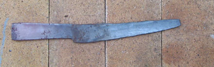 one of the many forging heats that are needed for gently straightening the blade