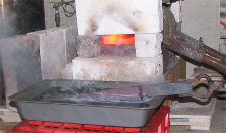 heat treating a chef's blade in oil