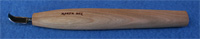 mini tip bent double edge bent knife - the tip is bent to a tight radius for aggressive removal of material. Also good for reaching into tight areas that don't 
	have enough room for larger tools.